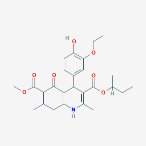 molecular formula C26H33NO7 B4262431 3-sec-butyl 6-methyl 4-(3-ethoxy-4-hydroxyphenyl)-2,7-dimethyl-5-oxo-1,4,5,6,7,8-hexahydro-3,6-quinolinedicarboxylate 