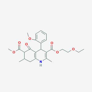 molecular formula C25H31NO7 B4262437 3-(2-ethoxyethyl) 6-methyl 4-(2-methoxyphenyl)-2,7-dimethyl-5-oxo-1,4,5,6,7,8-hexahydro-3,6-quinolinedicarboxylate 