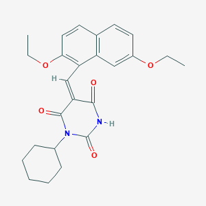 molecular formula C25H28N2O5 B426244 1-cyclohexyl-5-[(2,7-diethoxy-1-naphthyl)methylene]-2,4,6(1H,3H,5H)-pyrimidinetrione 