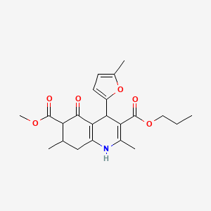 molecular formula C22H27NO6 B4262450 6-methyl 3-propyl 2,7-dimethyl-4-(5-methyl-2-furyl)-5-oxo-1,4,5,6,7,8-hexahydro-3,6-quinolinedicarboxylate 