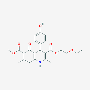 molecular formula C24H29NO7 B4262465 3-(2-ethoxyethyl) 6-methyl 4-(4-hydroxyphenyl)-2,7-dimethyl-5-oxo-1,4,5,6,7,8-hexahydro-3,6-quinolinedicarboxylate 