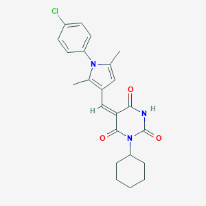 5-{[1-(4-chlorophenyl)-2,5-dimethyl-1H-pyrrol-3-yl]methylene}-1-cyclohexyl-2,4,6(1H,3H,5H)-pyrimidinetrione