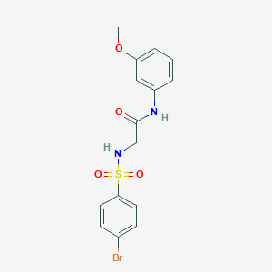 molecular formula C15H15BrN2O4S B426248 2-{[(4-bromophenyl)sulfonyl]amino}-N-(3-methoxyphenyl)acetamide 
