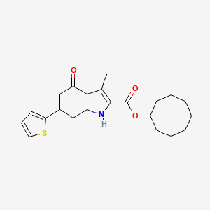 molecular formula C22H27NO3S B4262481 cyclooctyl 3-methyl-4-oxo-6-(2-thienyl)-4,5,6,7-tetrahydro-1H-indole-2-carboxylate 