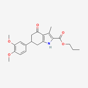 molecular formula C21H25NO5 B4262490 propyl 6-(3,4-dimethoxyphenyl)-3-methyl-4-oxo-4,5,6,7-tetrahydro-1H-indole-2-carboxylate 