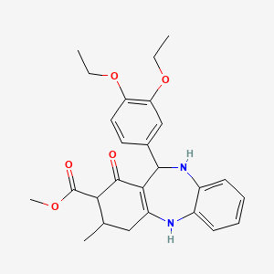 molecular formula C26H30N2O5 B4262516 methyl 11-(3,4-diethoxyphenyl)-3-methyl-1-oxo-2,3,4,5,10,11-hexahydro-1H-dibenzo[b,e][1,4]diazepine-2-carboxylate 