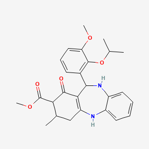 molecular formula C26H30N2O5 B4262518 methyl 11-(2-isopropoxy-3-methoxyphenyl)-3-methyl-1-oxo-2,3,4,5,10,11-hexahydro-1H-dibenzo[b,e][1,4]diazepine-2-carboxylate 