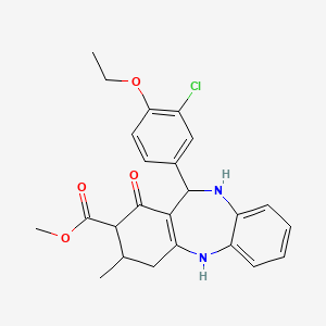 molecular formula C24H25ClN2O4 B4262529 methyl 11-(3-chloro-4-ethoxyphenyl)-3-methyl-1-oxo-2,3,4,5,10,11-hexahydro-1H-dibenzo[b,e][1,4]diazepine-2-carboxylate 