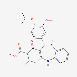 molecular formula C26H30N2O5 B4262535 methyl 11-(4-isopropoxy-3-methoxyphenyl)-3-methyl-1-oxo-2,3,4,5,10,11-hexahydro-1H-dibenzo[b,e][1,4]diazepine-2-carboxylate 