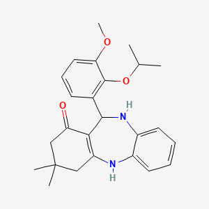 molecular formula C25H30N2O3 B4262536 11-(2-isopropoxy-3-methoxyphenyl)-3,3-dimethyl-2,3,4,5,10,11-hexahydro-1H-dibenzo[b,e][1,4]diazepin-1-one 