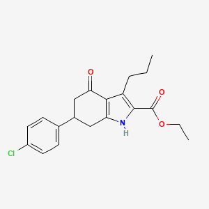 ethyl 6-(4-chlorophenyl)-4-oxo-3-propyl-4,5,6,7-tetrahydro-1H-indole-2-carboxylate