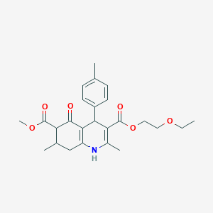 molecular formula C25H31NO6 B4262569 3-(2-ethoxyethyl) 6-methyl 2,7-dimethyl-4-(4-methylphenyl)-5-oxo-1,4,5,6,7,8-hexahydro-3,6-quinolinedicarboxylate 