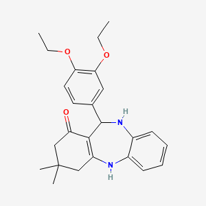 molecular formula C25H30N2O3 B4262586 11-(3,4-diethoxyphenyl)-3,3-dimethyl-2,3,4,5,10,11-hexahydro-1H-dibenzo[b,e][1,4]diazepin-1-one 