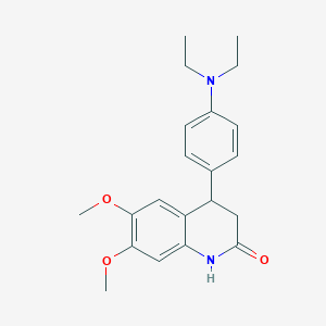 molecular formula C21H26N2O3 B4262597 4-[4-(diethylamino)phenyl]-6,7-dimethoxy-3,4-dihydro-2(1H)-quinolinone 