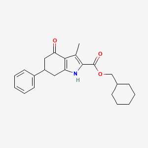 molecular formula C23H27NO3 B4262609 cyclohexylmethyl 3-methyl-4-oxo-6-phenyl-4,5,6,7-tetrahydro-1H-indole-2-carboxylate 