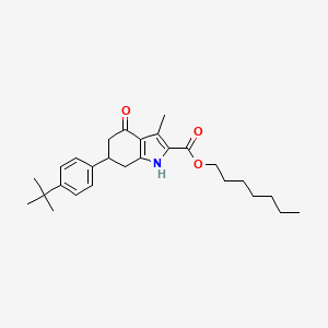 molecular formula C27H37NO3 B4262638 heptyl 6-(4-tert-butylphenyl)-3-methyl-4-oxo-4,5,6,7-tetrahydro-1H-indole-2-carboxylate 
