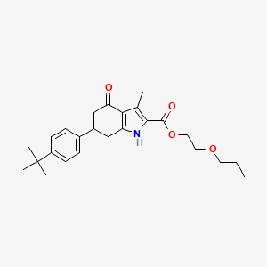 molecular formula C25H33NO4 B4262646 2-propoxyethyl 6-(4-tert-butylphenyl)-3-methyl-4-oxo-4,5,6,7-tetrahydro-1H-indole-2-carboxylate 