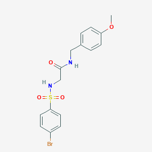 molecular formula C16H17BrN2O4S B426265 2-{[(4-bromophenyl)sulfonyl]amino}-N-(4-methoxybenzyl)acetamide 