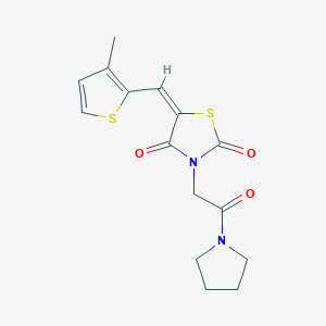 molecular formula C15H16N2O3S2 B426267 5-[(3-Methyl-2-thienyl)methylene]-3-[2-oxo-2-(1-pyrrolidinyl)ethyl]-1,3-thiazolidine-2,4-dione 