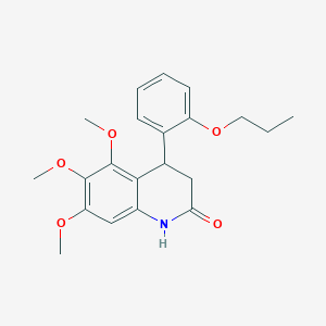 molecular formula C21H25NO5 B4262673 5,6,7-trimethoxy-4-(2-propoxyphenyl)-3,4-dihydro-2(1H)-quinolinone 