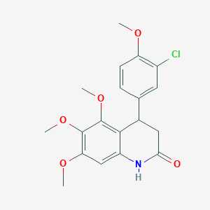 molecular formula C19H20ClNO5 B4262682 4-(3-chloro-4-methoxyphenyl)-5,6,7-trimethoxy-3,4-dihydro-2(1H)-quinolinone 