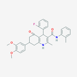 molecular formula C32H31FN2O4 B4262697 7-(3,4-dimethoxyphenyl)-4-(2-fluorophenyl)-2-methyl-N-(2-methylphenyl)-5-oxo-1,4,5,6,7,8-hexahydro-3-quinolinecarboxamide 