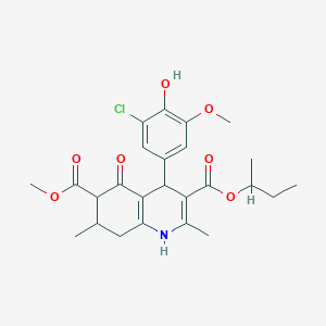 molecular formula C25H30ClNO7 B4262701 3-sec-butyl 6-methyl 4-(3-chloro-4-hydroxy-5-methoxyphenyl)-2,7-dimethyl-5-oxo-1,4,5,6,7,8-hexahydro-3,6-quinolinedicarboxylate 