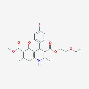 molecular formula C24H28FNO6 B4262733 3-(2-ethoxyethyl) 6-methyl 4-(4-fluorophenyl)-2,7-dimethyl-5-oxo-1,4,5,6,7,8-hexahydro-3,6-quinolinedicarboxylate 