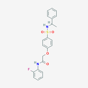 molecular formula C22H21FN2O4S B426274 N-(2-fluorophenyl)-2-(4-{[(1-phenylethyl)amino]sulfonyl}phenoxy)acetamide 