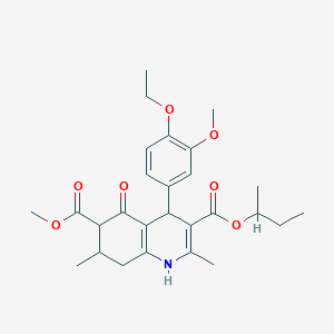 molecular formula C27H35NO7 B4262745 3-sec-butyl 6-methyl 4-(4-ethoxy-3-methoxyphenyl)-2,7-dimethyl-5-oxo-1,4,5,6,7,8-hexahydro-3,6-quinolinedicarboxylate 