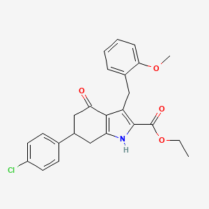 molecular formula C25H24ClNO4 B4262777 ethyl 6-(4-chlorophenyl)-3-(2-methoxybenzyl)-4-oxo-4,5,6,7-tetrahydro-1H-indole-2-carboxylate 