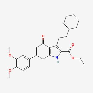 ethyl 3-(2-cyclohexylethyl)-6-(3,4-dimethoxyphenyl)-4-oxo-4,5,6,7-tetrahydro-1H-indole-2-carboxylate