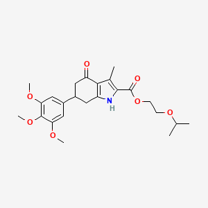 molecular formula C24H31NO7 B4262782 2-isopropoxyethyl 3-methyl-4-oxo-6-(3,4,5-trimethoxyphenyl)-4,5,6,7-tetrahydro-1H-indole-2-carboxylate 