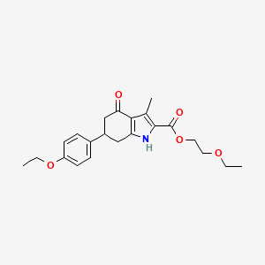 molecular formula C22H27NO5 B4262792 2-ethoxyethyl 6-(4-ethoxyphenyl)-3-methyl-4-oxo-4,5,6,7-tetrahydro-1H-indole-2-carboxylate 