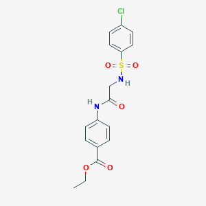 molecular formula C17H17ClN2O5S B426280 Ethyl 4-[({[(4-chlorophenyl)sulfonyl]amino}acetyl)amino]benzoate 