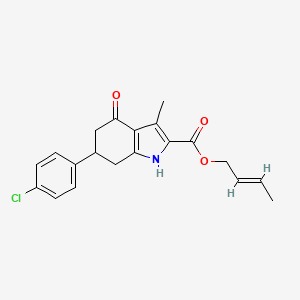 molecular formula C20H20ClNO3 B4262814 2-buten-1-yl 6-(4-chlorophenyl)-3-methyl-4-oxo-4,5,6,7-tetrahydro-1H-indole-2-carboxylate 