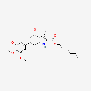 heptyl 3-methyl-4-oxo-6-(3,4,5-trimethoxyphenyl)-4,5,6,7-tetrahydro-1H-indole-2-carboxylate