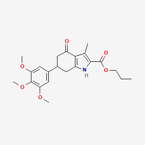 molecular formula C22H27NO6 B4262816 propyl 3-methyl-4-oxo-6-(3,4,5-trimethoxyphenyl)-4,5,6,7-tetrahydro-1H-indole-2-carboxylate 