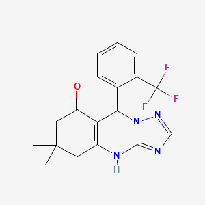 molecular formula C18H17F3N4O B4262827 6,6-dimethyl-9-[2-(trifluoromethyl)phenyl]-5,6,7,9-tetrahydro[1,2,4]triazolo[5,1-b]quinazolin-8(4H)-one 