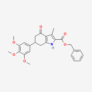 molecular formula C26H27NO6 B4262838 benzyl 3-methyl-4-oxo-6-(3,4,5-trimethoxyphenyl)-4,5,6,7-tetrahydro-1H-indole-2-carboxylate 