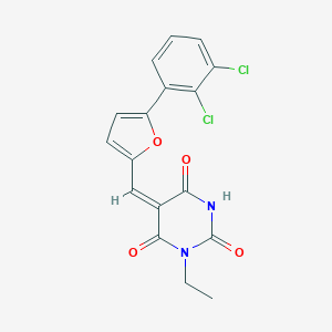 molecular formula C17H12Cl2N2O4 B426285 5-{[5-(2,3-dichlorophenyl)-2-furyl]methylene}-1-ethyl-2,4,6(1H,3H,5H)-pyrimidinetrione 