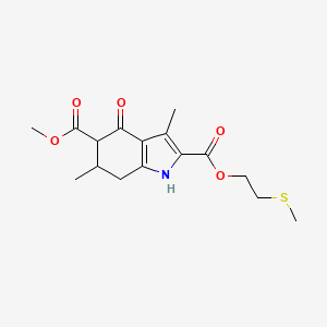 molecular formula C16H21NO5S B4262891 5-methyl 2-[2-(methylthio)ethyl] 3,6-dimethyl-4-oxo-4,5,6,7-tetrahydro-1H-indole-2,5-dicarboxylate 