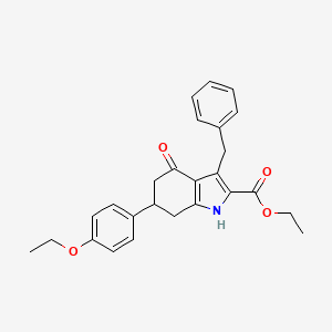 molecular formula C26H27NO4 B4262896 ethyl 3-benzyl-6-(4-ethoxyphenyl)-4-oxo-4,5,6,7-tetrahydro-1H-indole-2-carboxylate 