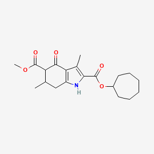 molecular formula C20H27NO5 B4262913 2-cycloheptyl 5-methyl 3,6-dimethyl-4-oxo-4,5,6,7-tetrahydro-1H-indole-2,5-dicarboxylate 
