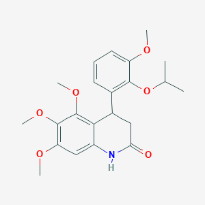 molecular formula C22H27NO6 B4262946 4-(2-isopropoxy-3-methoxyphenyl)-5,6,7-trimethoxy-3,4-dihydro-2(1H)-quinolinone 