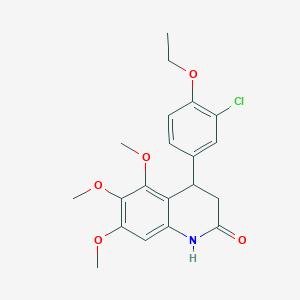 molecular formula C20H22ClNO5 B4262947 4-(3-chloro-4-ethoxyphenyl)-5,6,7-trimethoxy-3,4-dihydro-2(1H)-quinolinone 
