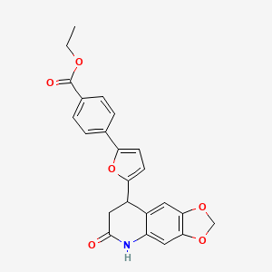 molecular formula C23H19NO6 B4262979 ethyl 4-[5-(6-oxo-5,6,7,8-tetrahydro[1,3]dioxolo[4,5-g]quinolin-8-yl)-2-furyl]benzoate 