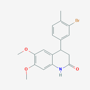 molecular formula C18H18BrNO3 B4262989 4-(3-bromo-4-methylphenyl)-6,7-dimethoxy-3,4-dihydro-2(1H)-quinolinone 