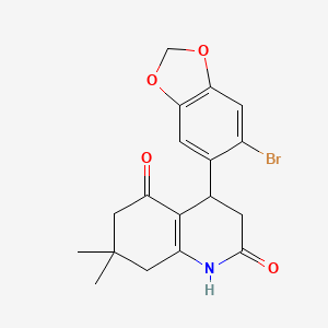 molecular formula C18H18BrNO4 B4263012 4-(6-bromo-1,3-benzodioxol-5-yl)-7,7-dimethyl-4,6,7,8-tetrahydro-2,5(1H,3H)-quinolinedione 