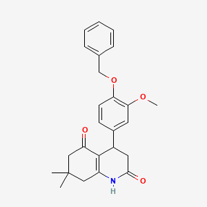 molecular formula C25H27NO4 B4263021 4-[4-(benzyloxy)-3-methoxyphenyl]-7,7-dimethyl-4,6,7,8-tetrahydro-2,5(1H,3H)-quinolinedione 